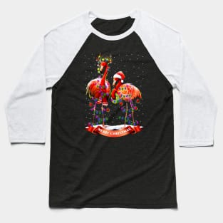 Christmas Flamingos Baseball T-Shirt